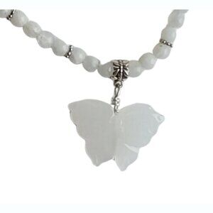 Moonstone Butterfly Necklace with Silvertone Accents 4288